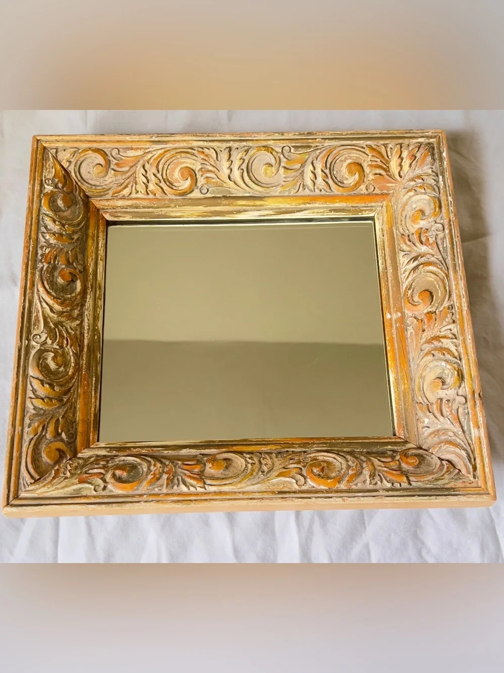 Vintage Baroque Gold Gilt Beveled Accent Mirror